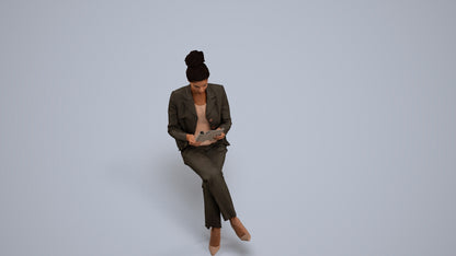 3D scanned woman business, photorealistic archviz people for Enscape and SketchUp, back view render