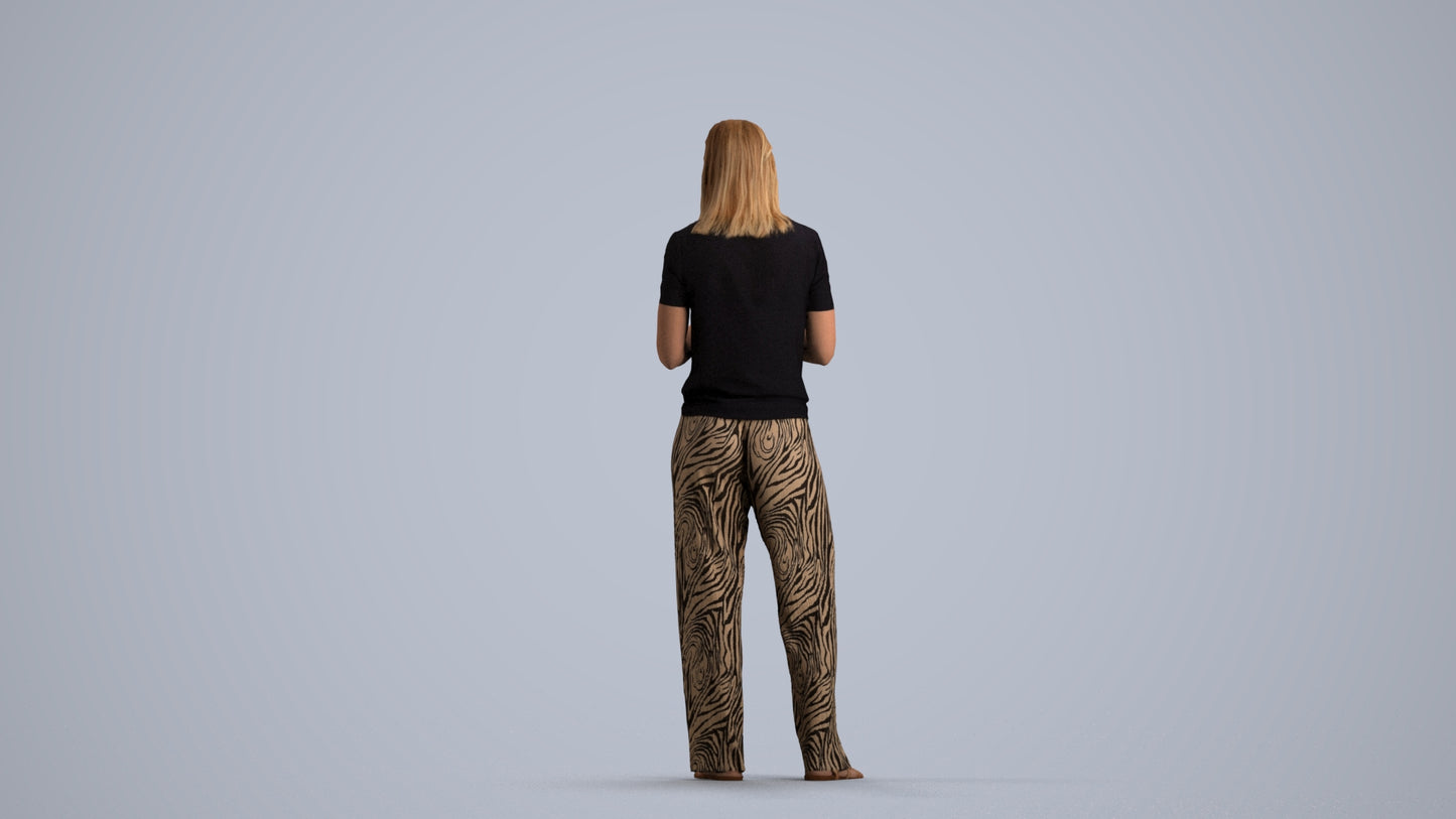 3D people model woman casual kids, scanned human for 3ds Max rendering, front view render