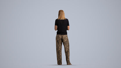 3D people model woman casual kids, scanned human for 3ds Max rendering, front view render