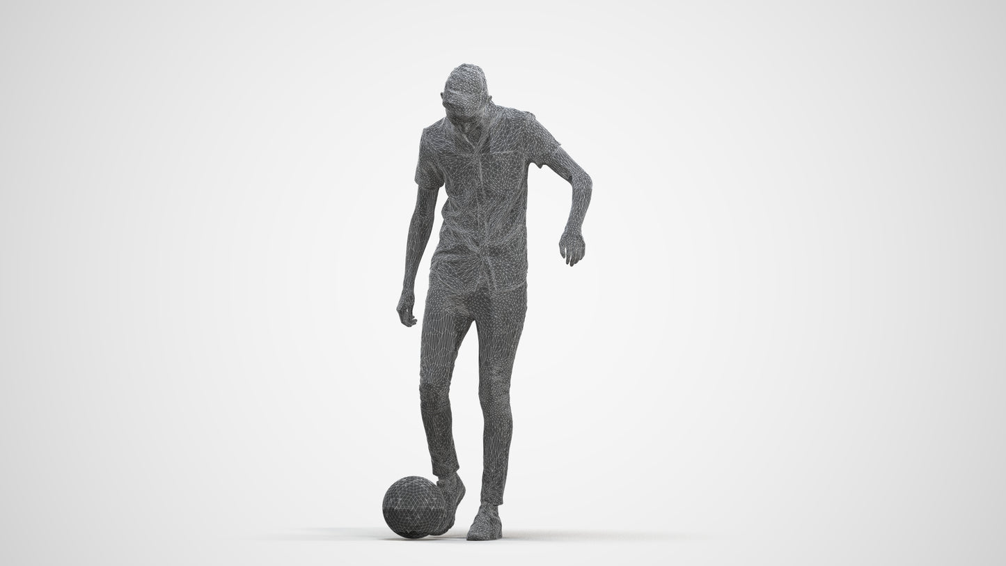 3D human model man sport standing, photogrammetry scanned person for archviz, three-quarter front view render