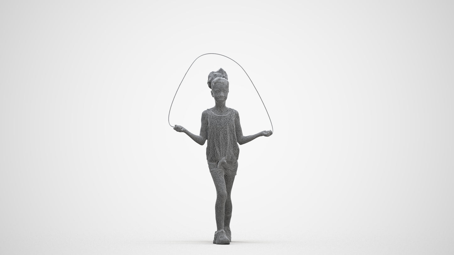 scanned 3D girl sport kids, photogrammetry people for Enscape and V-Ray, three-quarter front view render