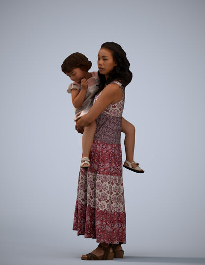 3D people model girl casual kids, scanned human for 3ds Max rendering