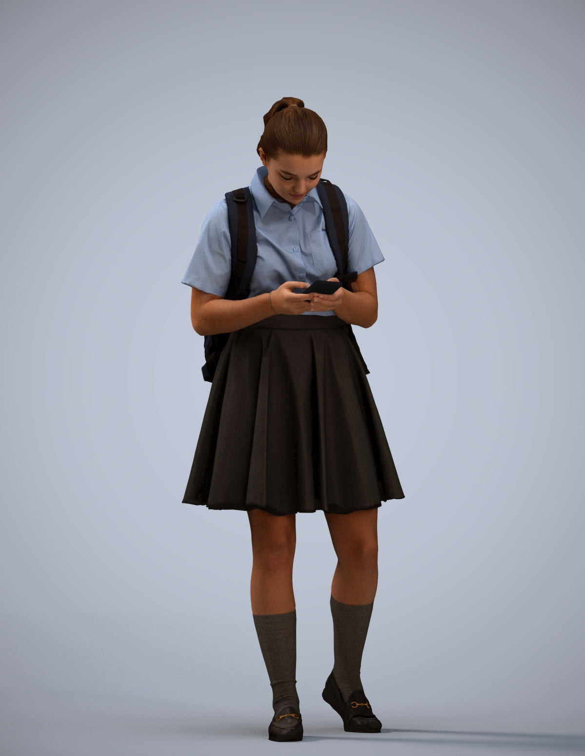 realistic 3D human girl kids, archviz people FBX OBJ for Blender
