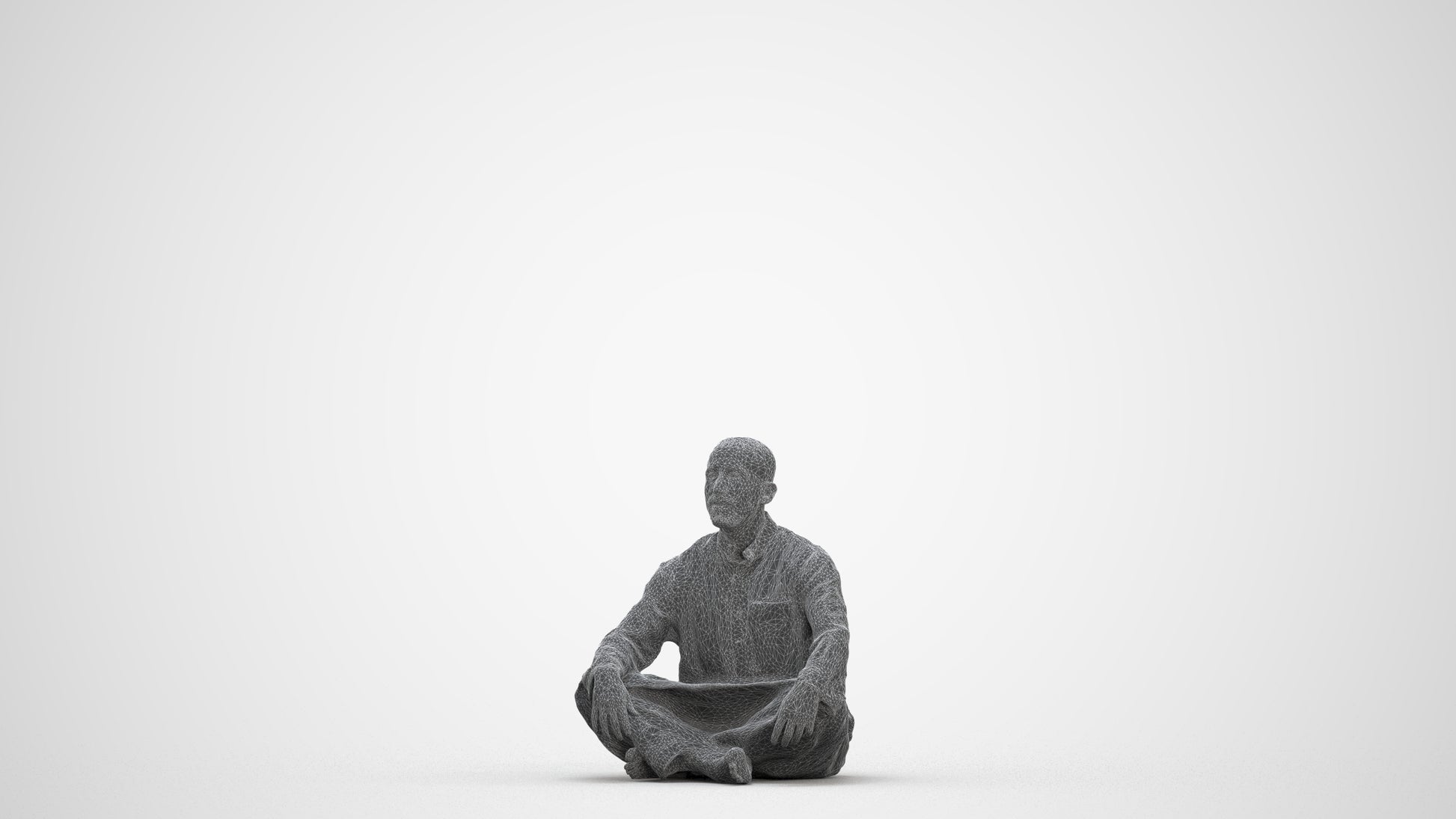 photogrammetry 3D man sitting, realistic human model archviz FBX, three-quarter front view render