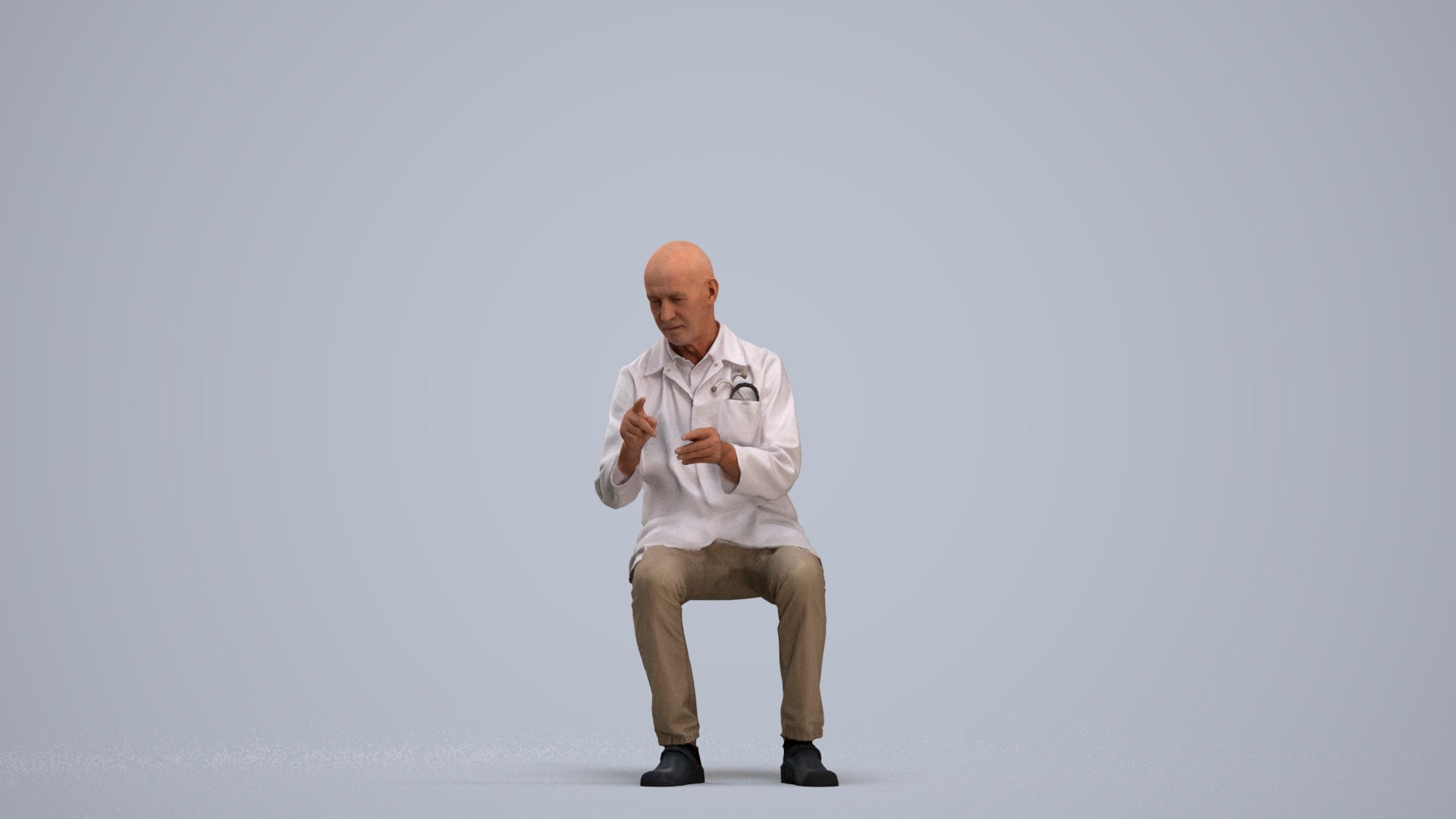 3D people model senior man medical, scanned human for 3ds Max rendering, standing pose render