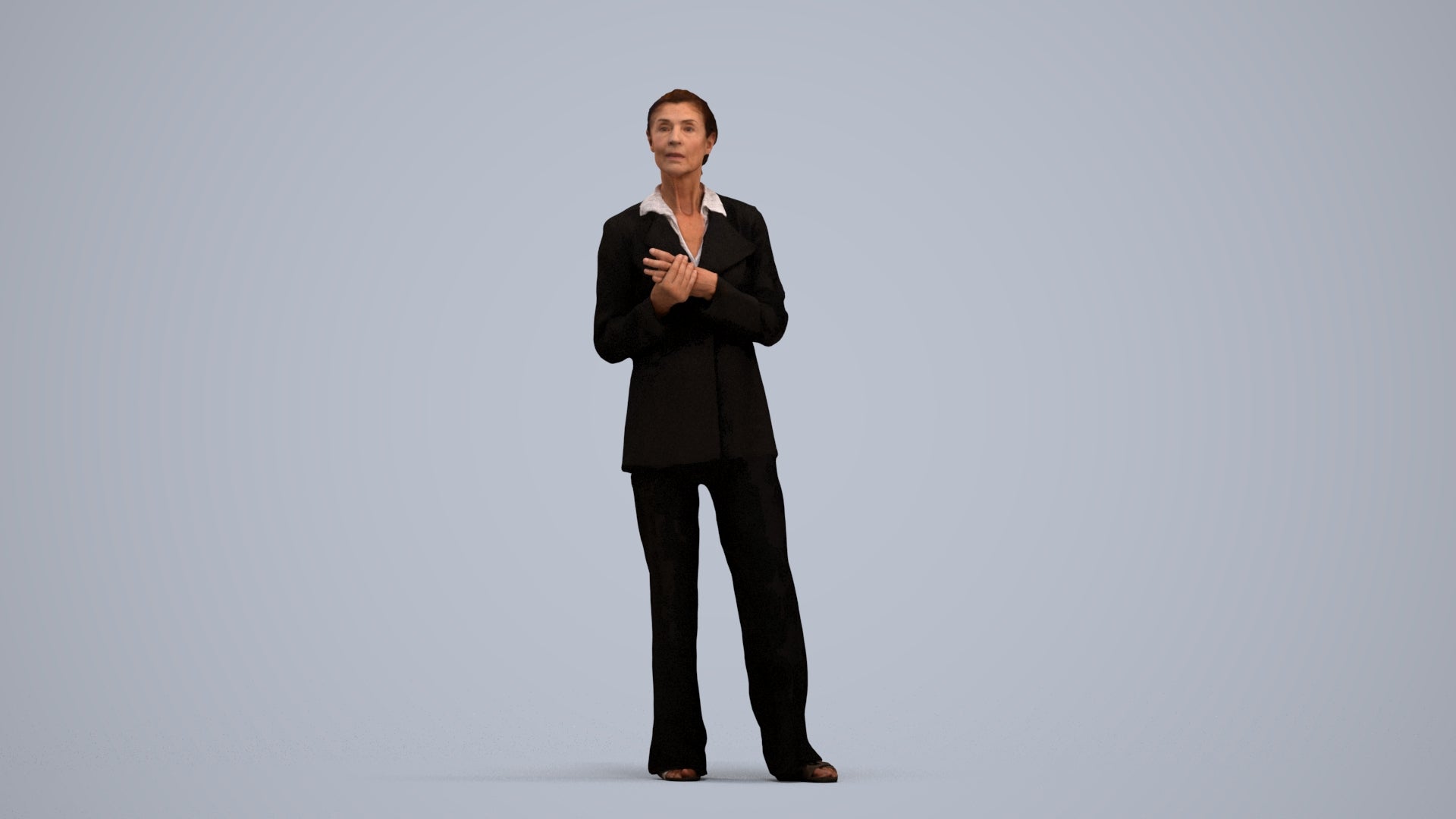 realistic 3D people senior woman business, render-ready for V-Ray and Corona, FBX OBJ, standing pose render