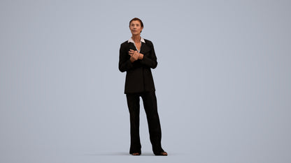 realistic 3D people senior woman business, render-ready for V-Ray and Corona, FBX OBJ, standing pose render