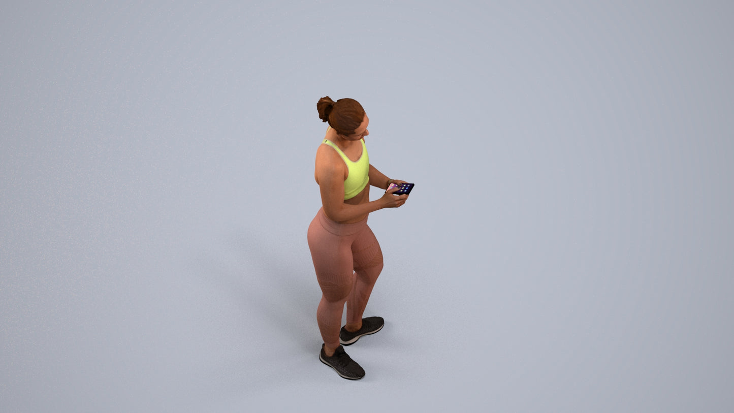 scanned 3D woman sport, photogrammetry people for Enscape and V-Ray, back view render