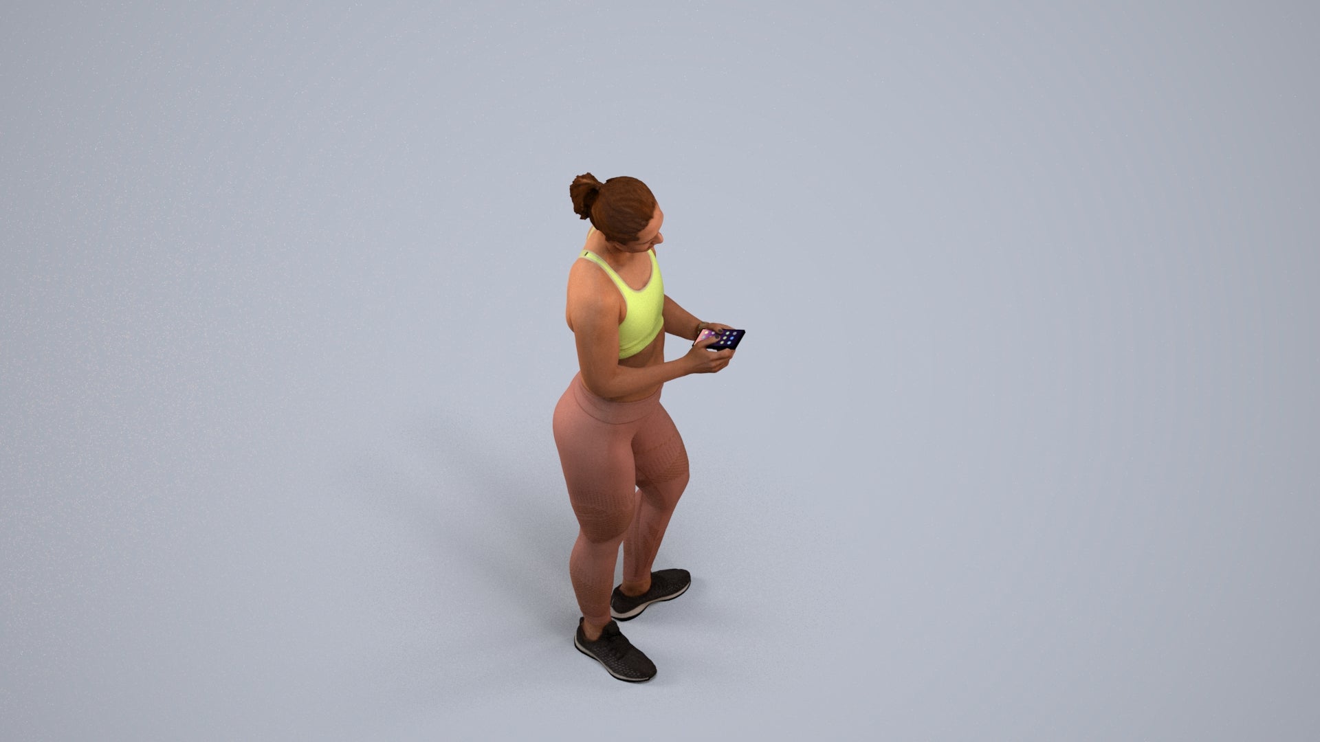 scanned 3D woman sport, photogrammetry people for Enscape and V-Ray, back view render