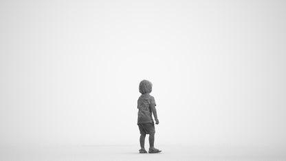 scanned 3D boy casual kids, photogrammetry people for Enscape and V-Ray, wireframe front view