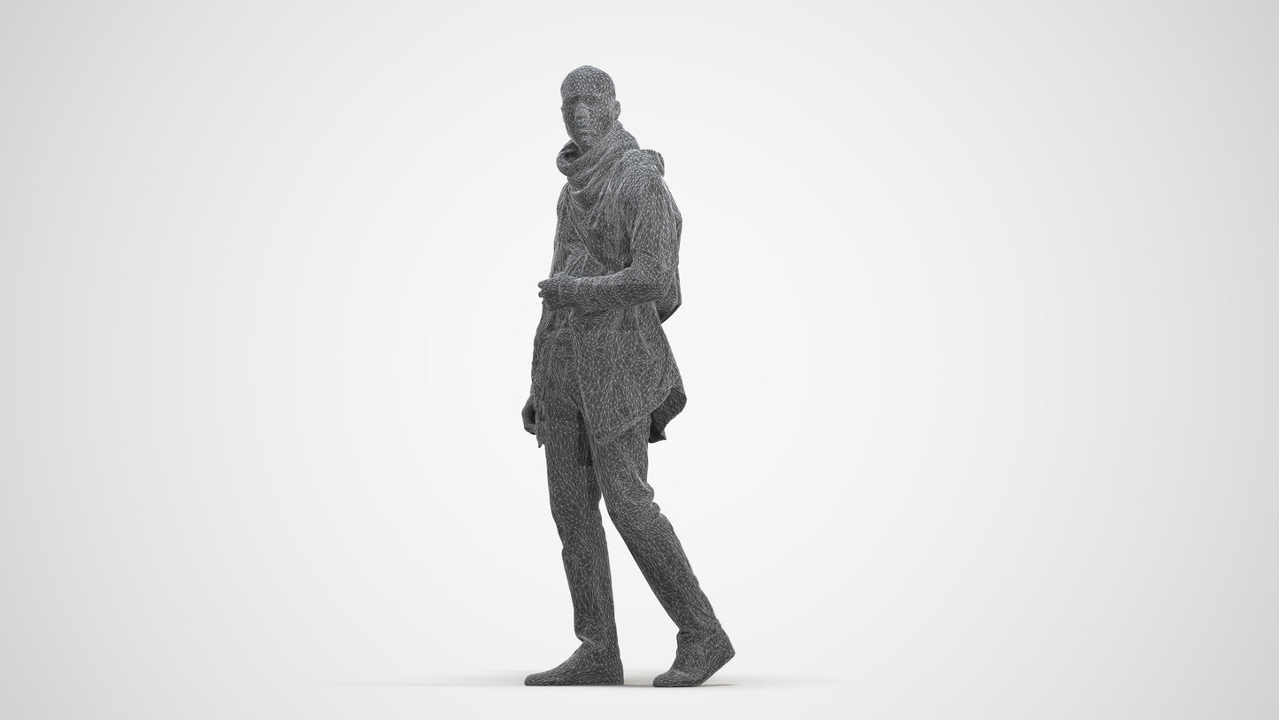 realistic 3D man casual walking, scanned archviz people for Blender and 3ds Max, three-quarter front view render