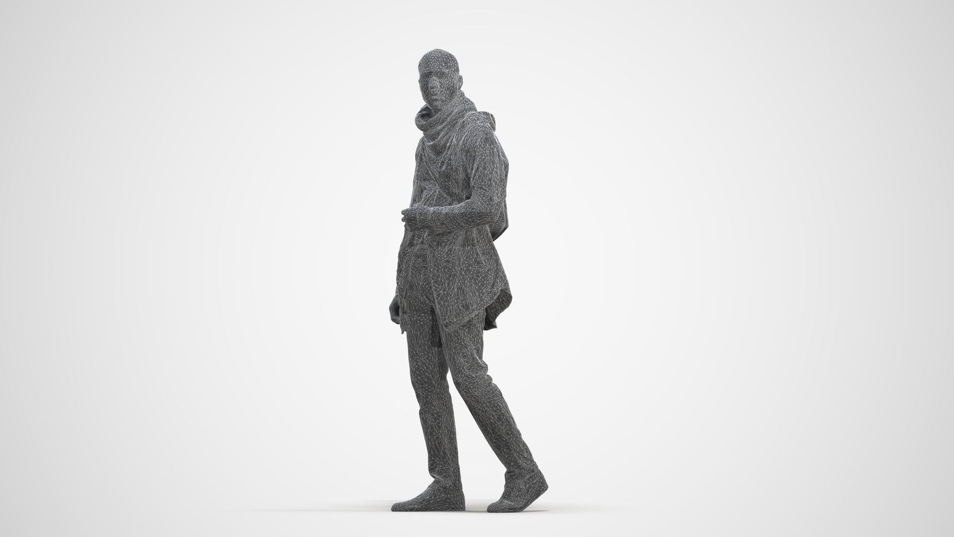 realistic 3D man casual walking, scanned archviz people for Blender and 3ds Max, three-quarter front view render