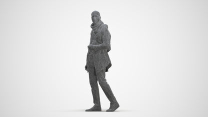 realistic 3D man casual walking, scanned archviz people for Blender and 3ds Max, three-quarter front view render