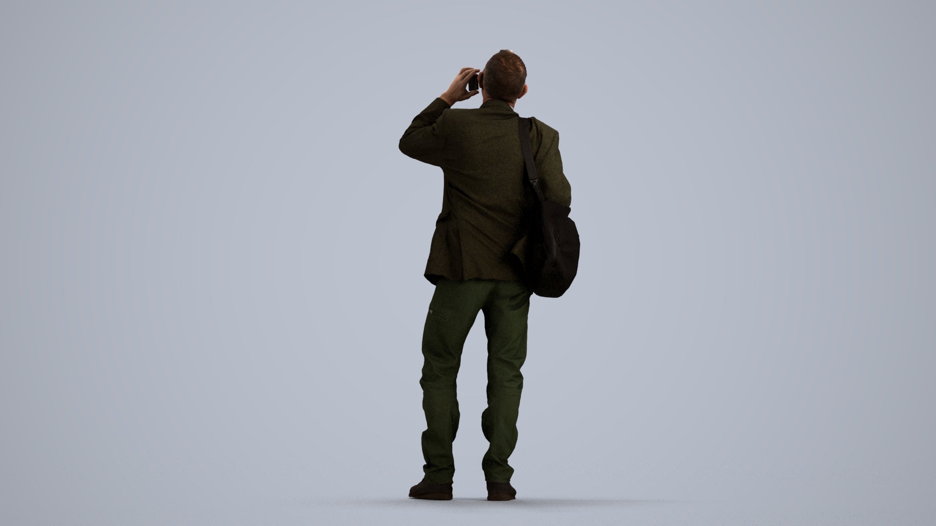 3D people model senior man casual standing, scanned human for 3ds Max rendering, front view render