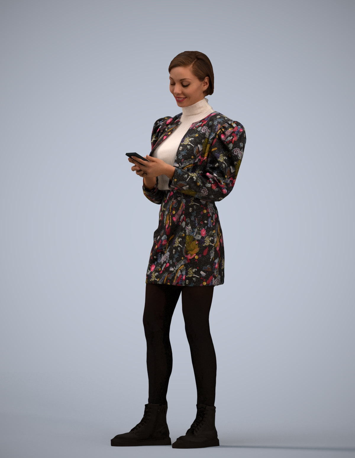 photogrammetry 3D woman casual standing, realistic human model archviz FBX