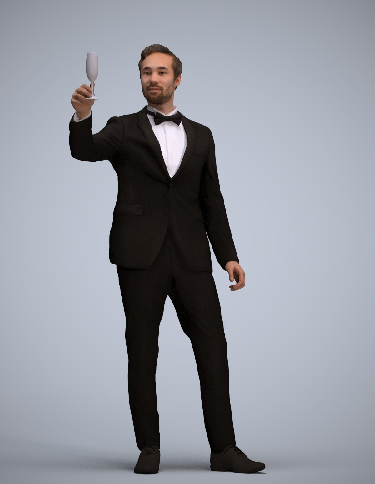 3D human model man formal cycling, photogrammetry scanned person for archviz