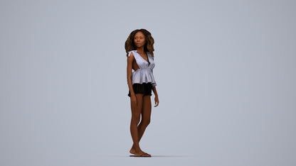 scanned 3D woman casual standing, photogrammetry people for Enscape and V-Ray, top-down view render