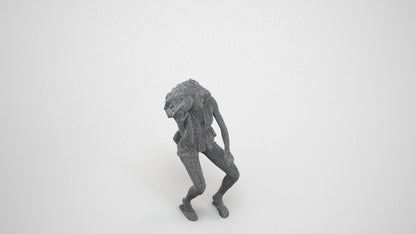 scanned 3D woman casual sitting, photogrammetry people for Enscape and V-Ray, wireframe three-quarter view