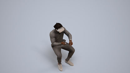 3D scanned man sitting casual, photorealistic archviz people for Enscape and SketchUp, back view render