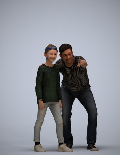 3D people model girl casual kids, scanned human for 3ds Max rendering