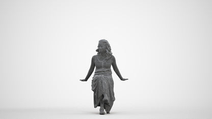 realistic 3D woman casual sitting, scanned archviz people for Blender and 3ds Max, three-quarter front view render