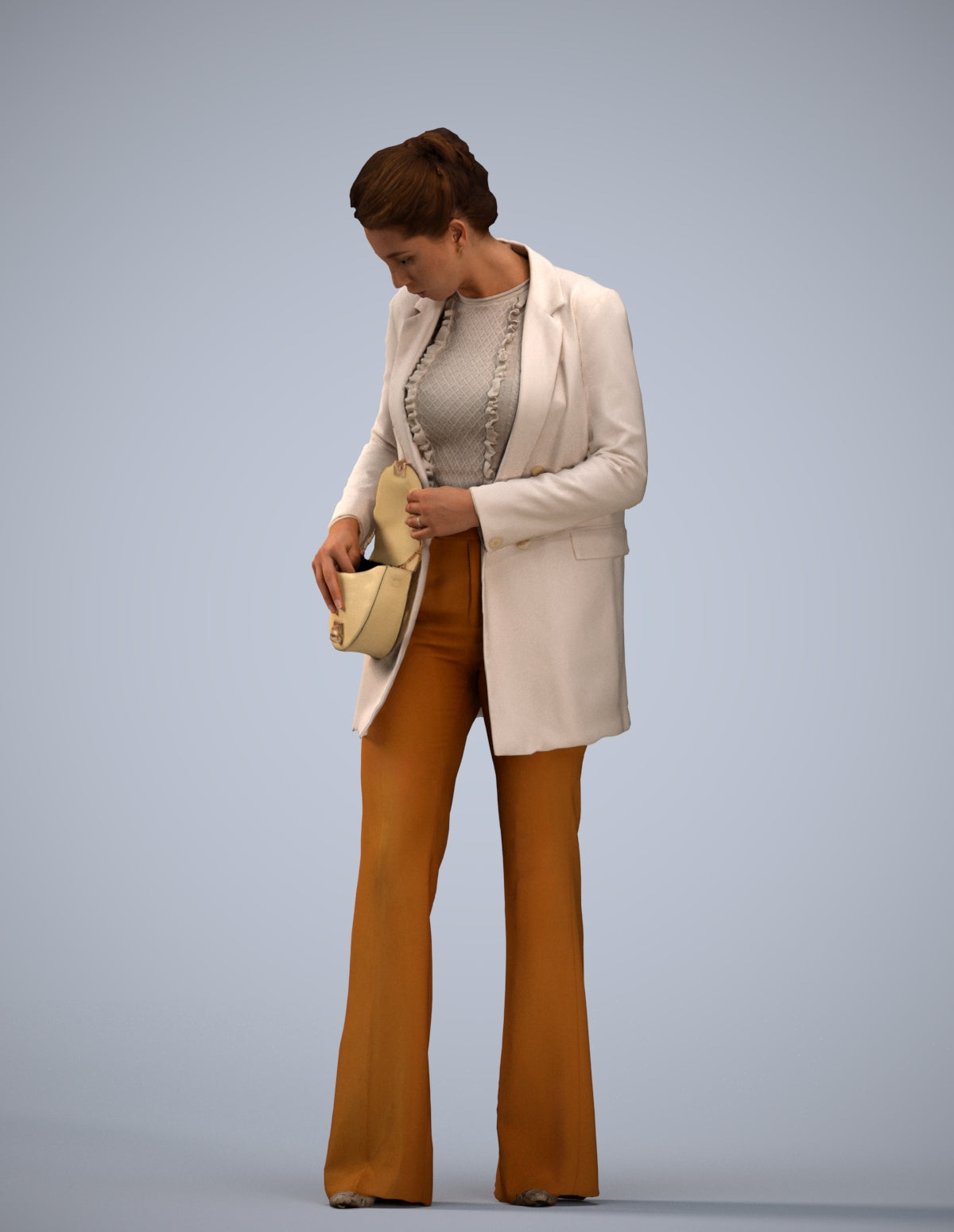 scanned 3D woman business standing, photogrammetry people for Enscape and V-Ray