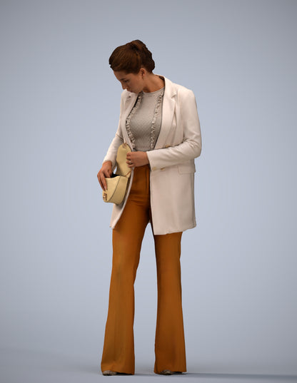 scanned 3D woman business standing, photogrammetry people for Enscape and V-Ray