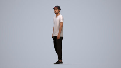 photogrammetry 3D man casual standing, realistic human model archviz FBX, top-down view render