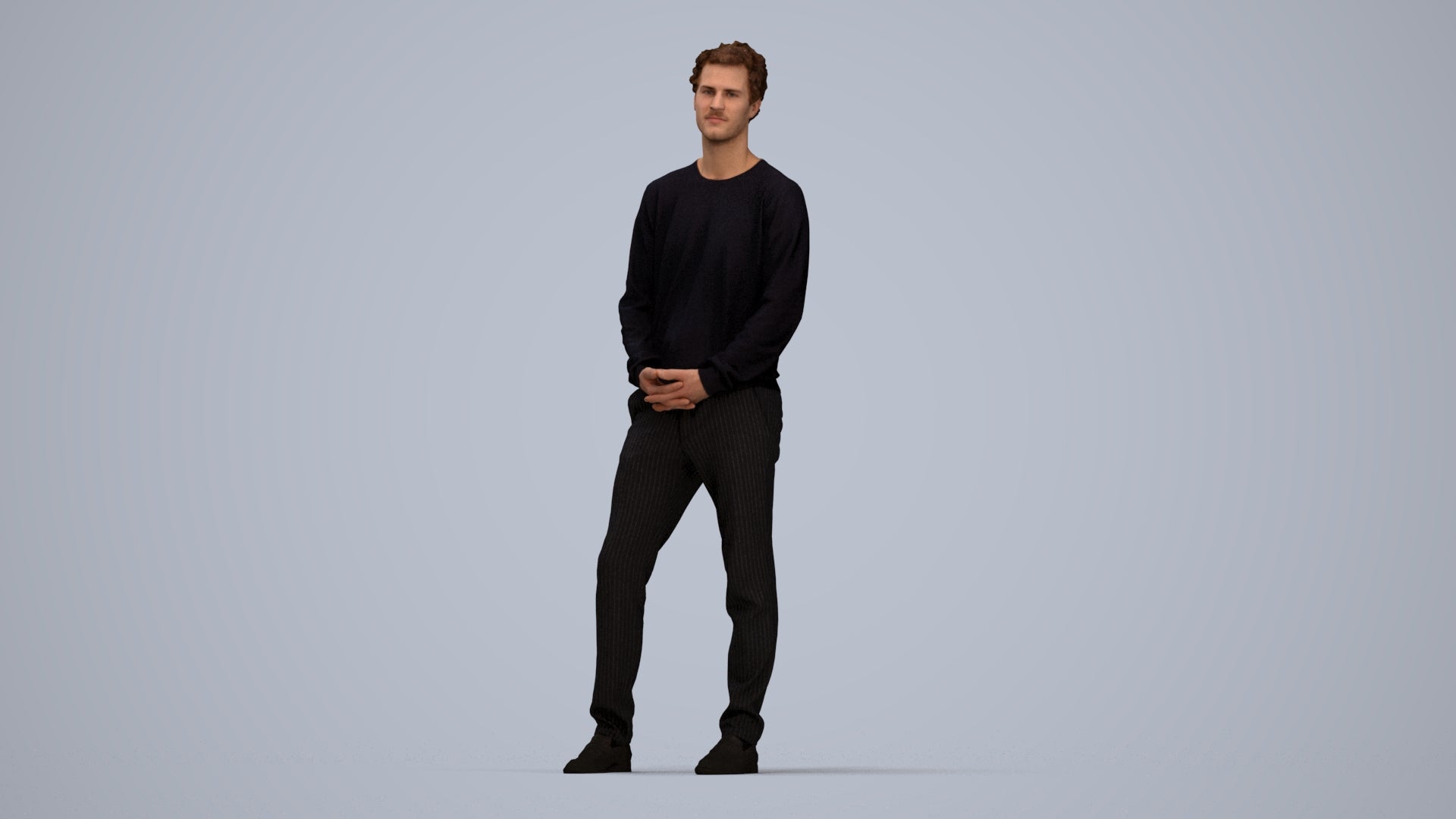 scanned 3D man casual standing, photogrammetry people for Enscape and V-Ray, top-down view render