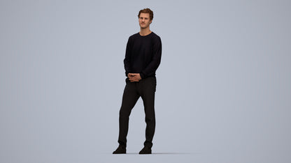 scanned 3D man casual standing, photogrammetry people for Enscape and V-Ray, top-down view render