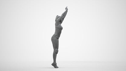 realistic 3D human woman sport, archviz people FBX OBJ for Blender, wireframe side view