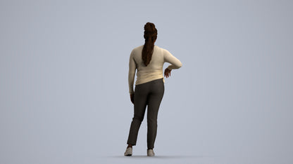 scanned 3D woman casual standing, photogrammetry people for Enscape and V-Ray, front view render