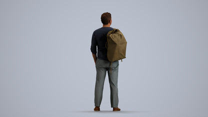 realistic 3D people man casual standing, render-ready for V-Ray and Corona, FBX OBJ, front view render