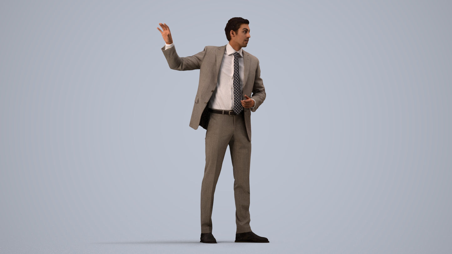 3D scanned man shopping business, photorealistic archviz people for Enscape and SketchUp, side view render