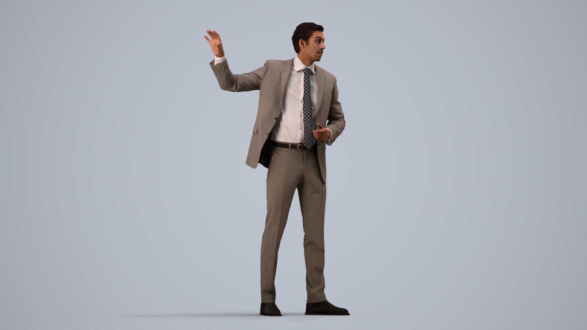 3D scanned man shopping business, photorealistic archviz people for Enscape and SketchUp, side view render