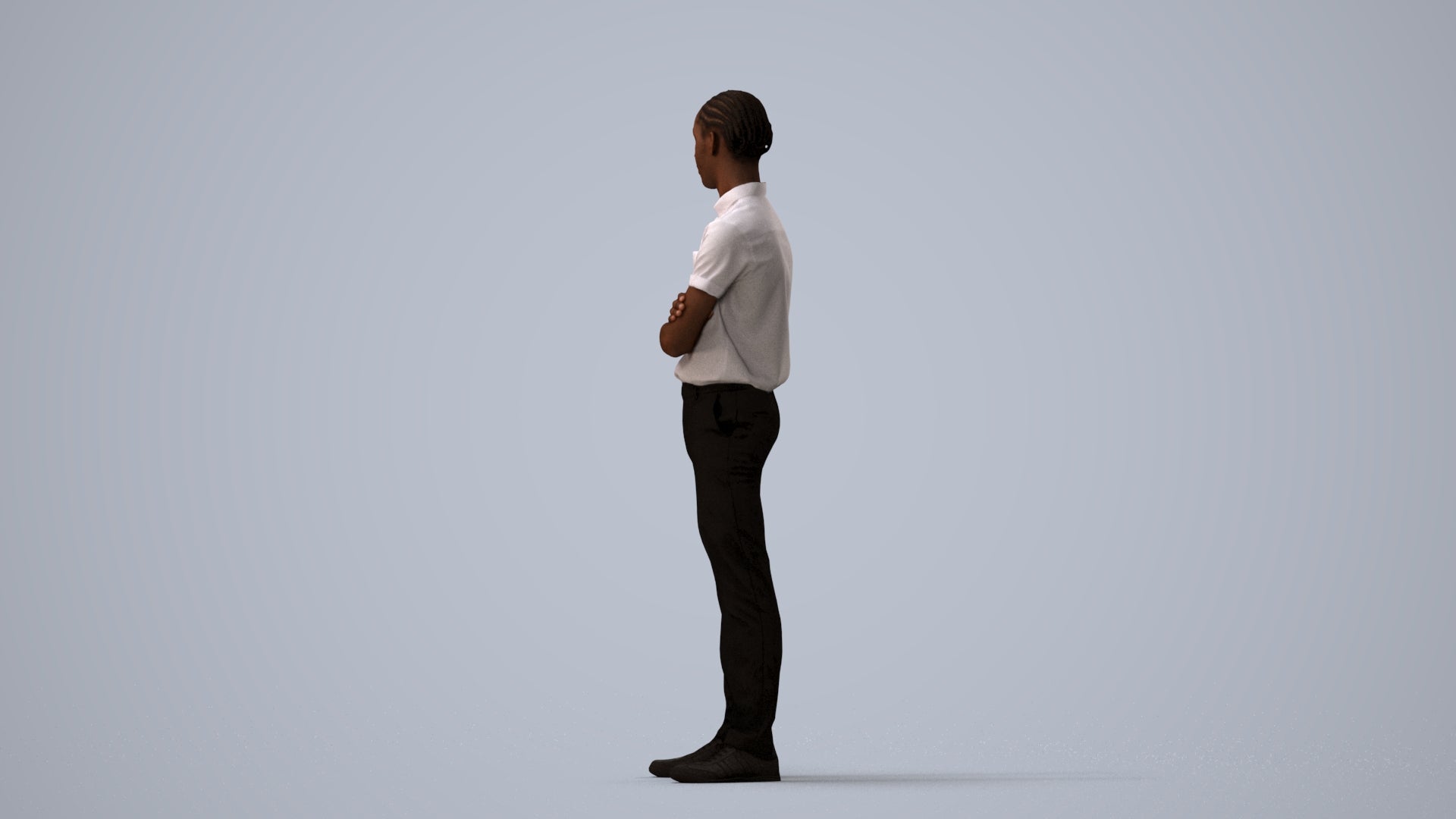 realistic 3D boy hospitality, scanned archviz people for Blender and 3ds Max, three-quarter view render