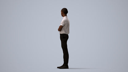 realistic 3D boy hospitality, scanned archviz people for Blender and 3ds Max, three-quarter view render