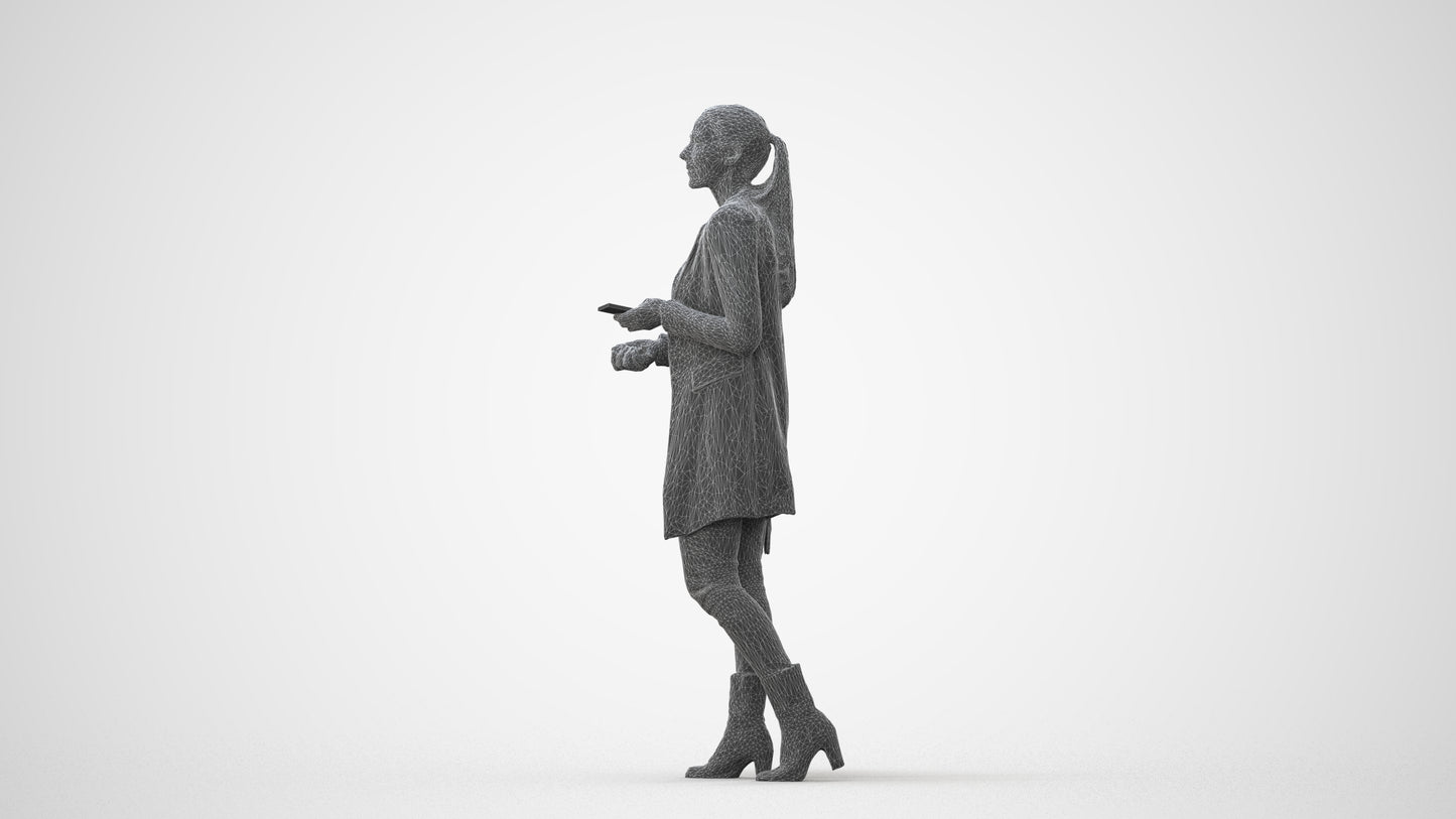 scanned 3D woman business walking, photogrammetry people for Enscape and V-Ray, square thumbnail
