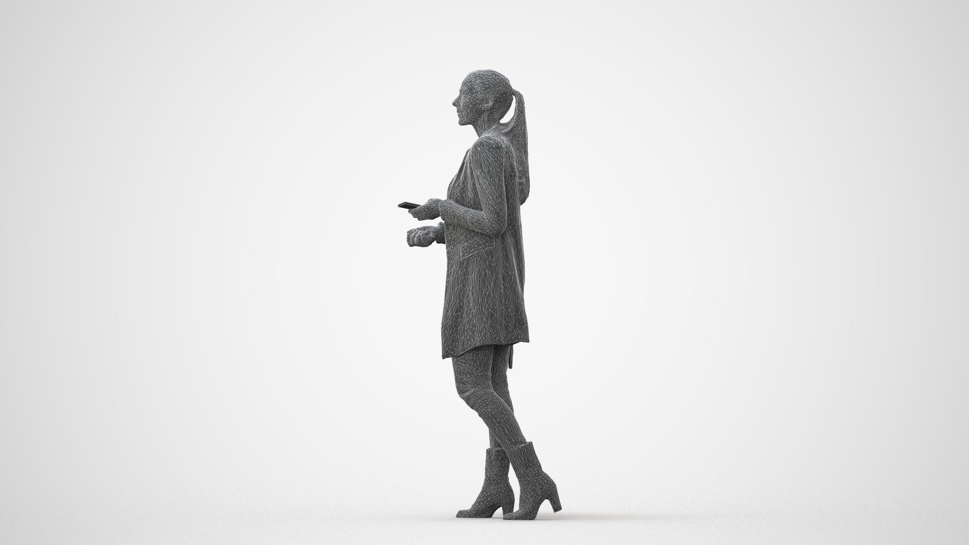 scanned 3D woman business walking, photogrammetry people for Enscape and V-Ray, square thumbnail