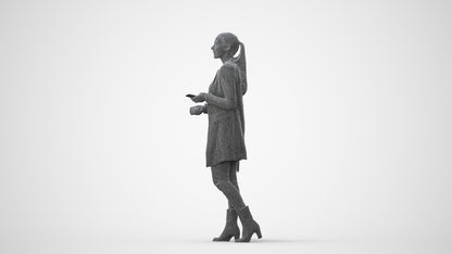 scanned 3D woman business walking, photogrammetry people for Enscape and V-Ray, square thumbnail