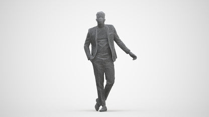 photogrammetry 3D man formal cycling, realistic human model archviz FBX, three-quarter front view render