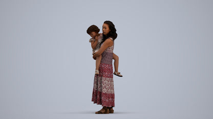 3D people model girl casual kids, scanned human for 3ds Max rendering, standing pose render