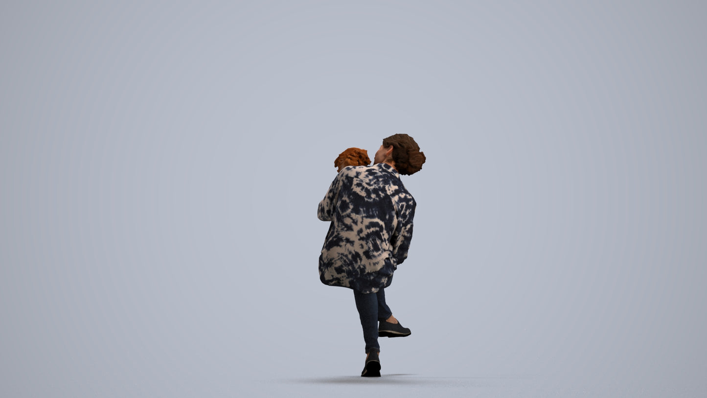 realistic 3D people woman casual sitting, render-ready for V-Ray and Corona, FBX OBJ, front view render