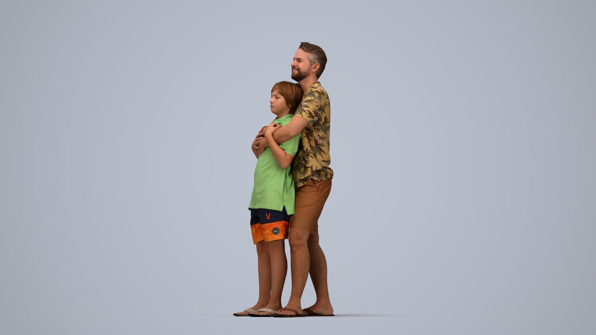 3D people model boy standing, scanned human for 3ds Max rendering, top-down view render
