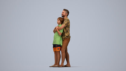 3D people model boy standing, scanned human for 3ds Max rendering, top-down view render