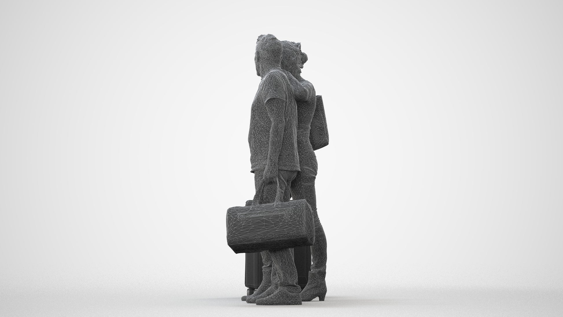 3D scanned senior woman couple casual, photorealistic archviz people for Enscape and SketchUp, square thumbnail