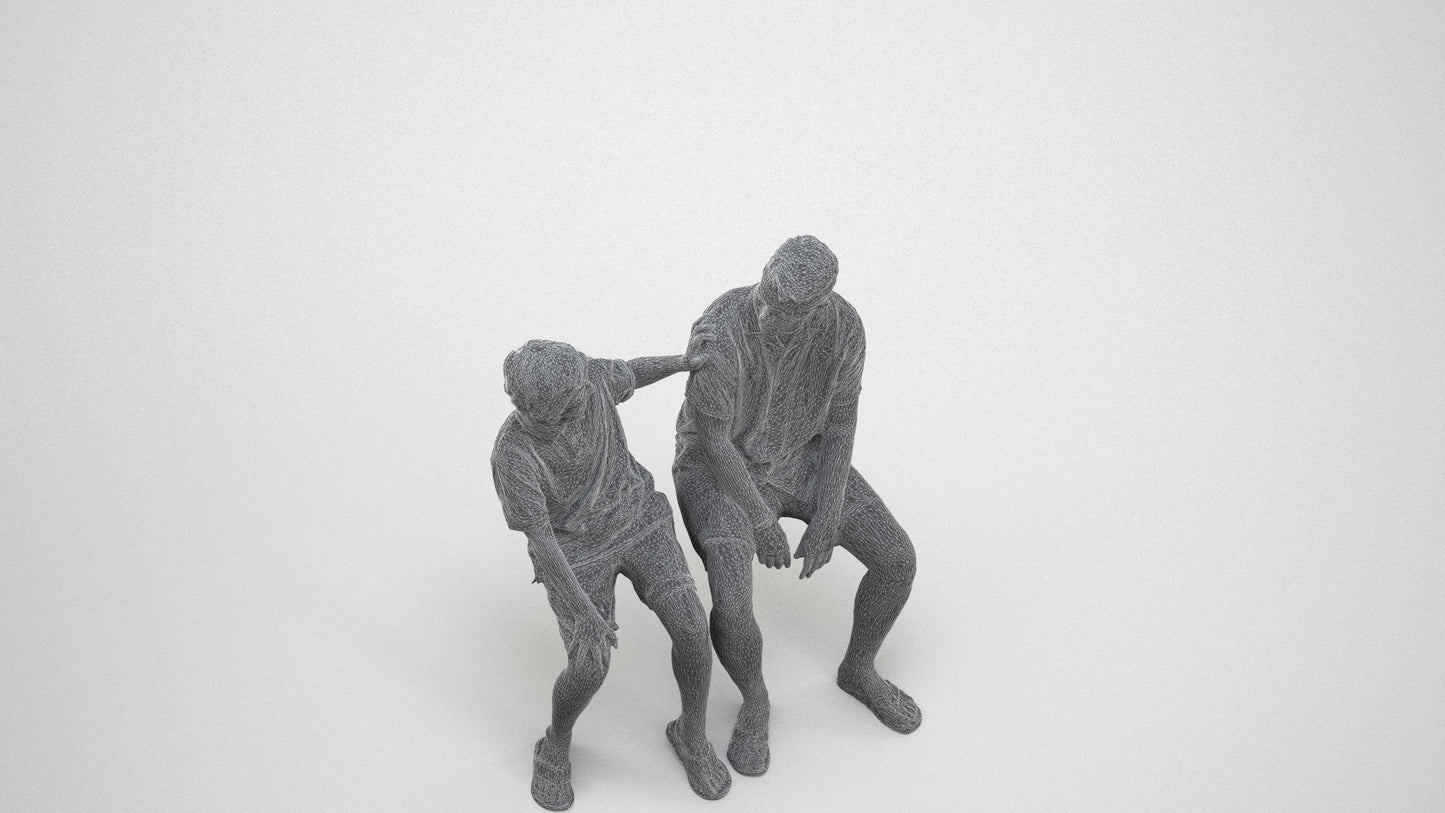 photogrammetry 3D boy kids, realistic human model archviz FBX, wireframe three-quarter view
