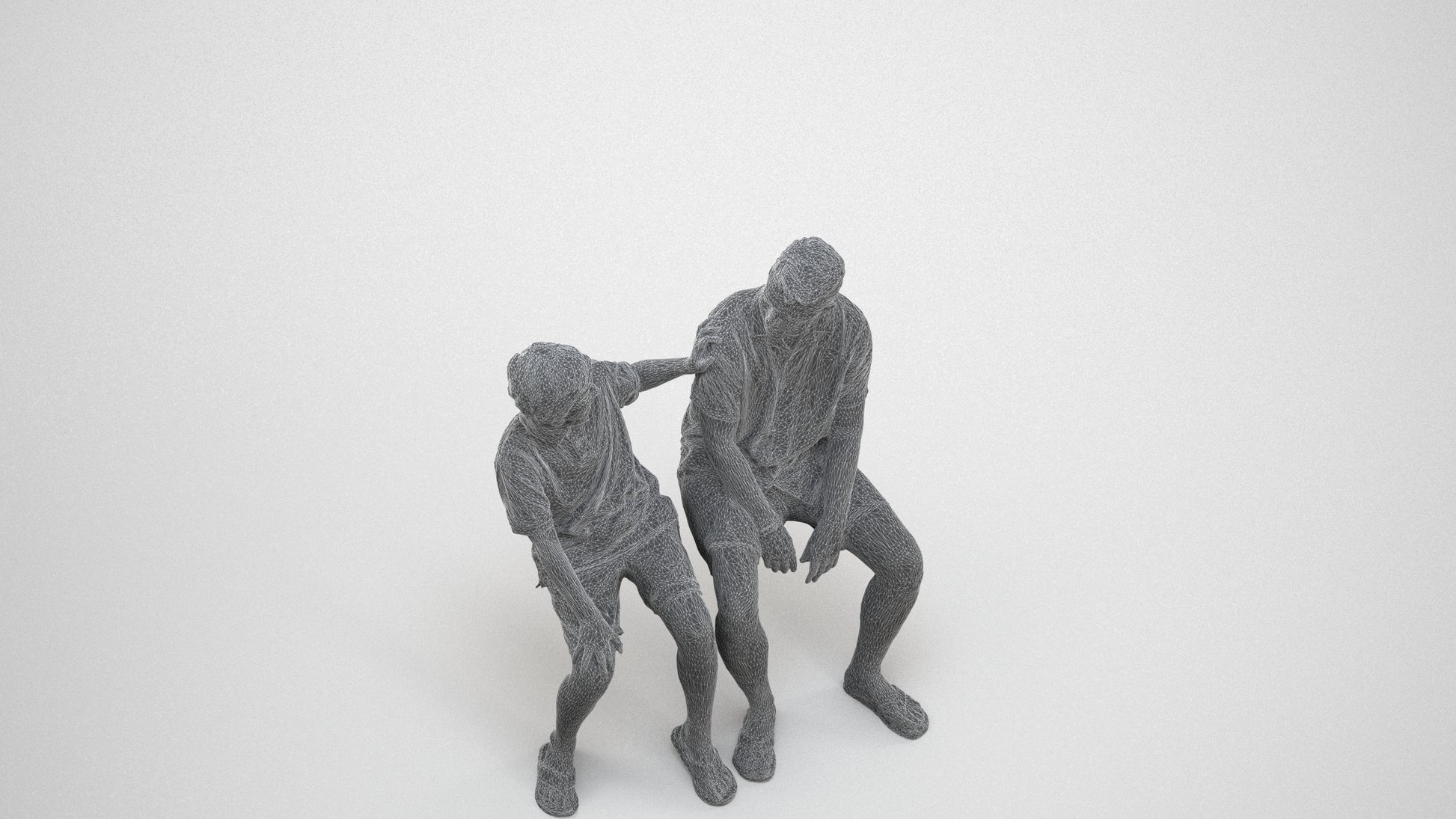 photogrammetry 3D boy kids, realistic human model archviz FBX, wireframe three-quarter view