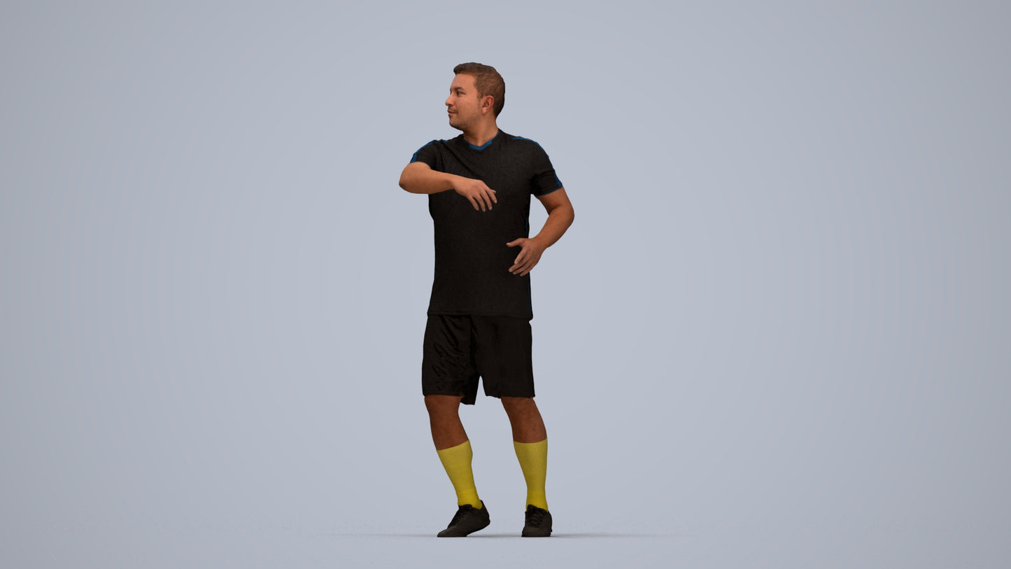 photogrammetry 3D man sport, realistic human model archviz FBX, top-down view render
