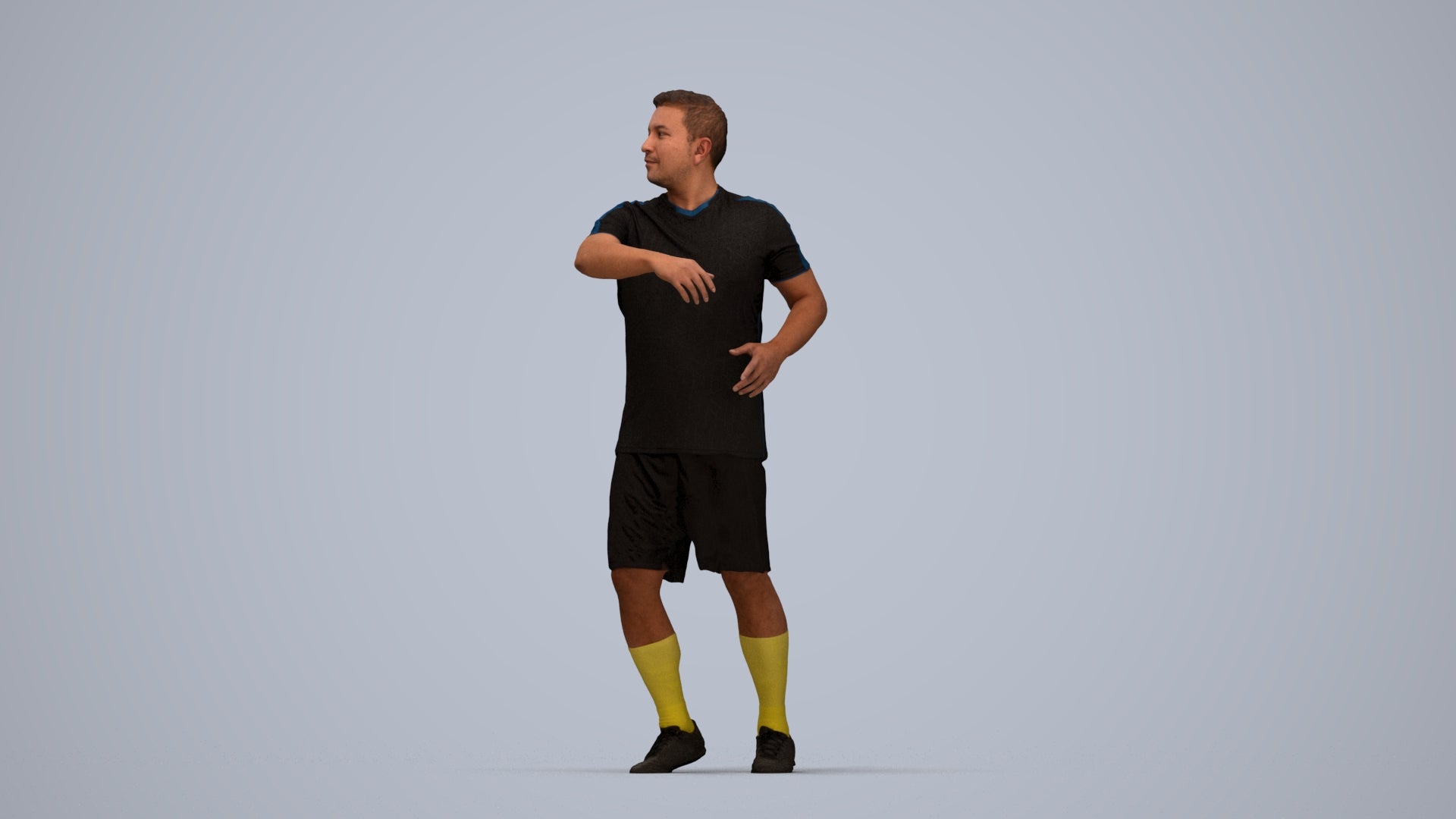 photogrammetry 3D man sport, realistic human model archviz FBX, top-down view render